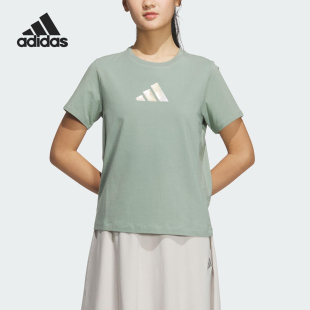 女士日常针织套头短袖 Adidas 款 阿迪达斯正品 JM8804 2025夏季