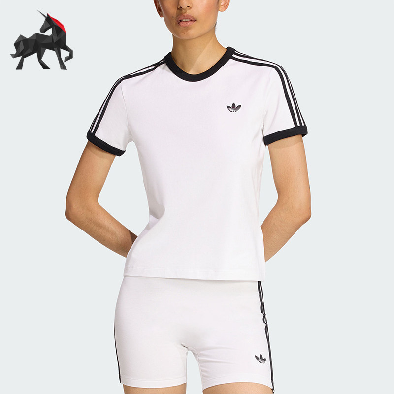 Adidas/阿迪达斯正品三叶草女士圆领经典套头透气修身短袖KD3683图片