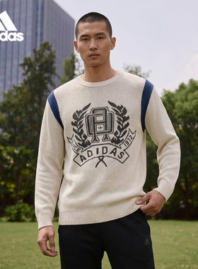 Adidas/阿迪达斯正品三叶草男士圆领针织复古套头衫JX8214