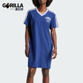 Adidas 三叶草女士休闲运动宽松V领连衣裙IT9853 阿迪达斯正品