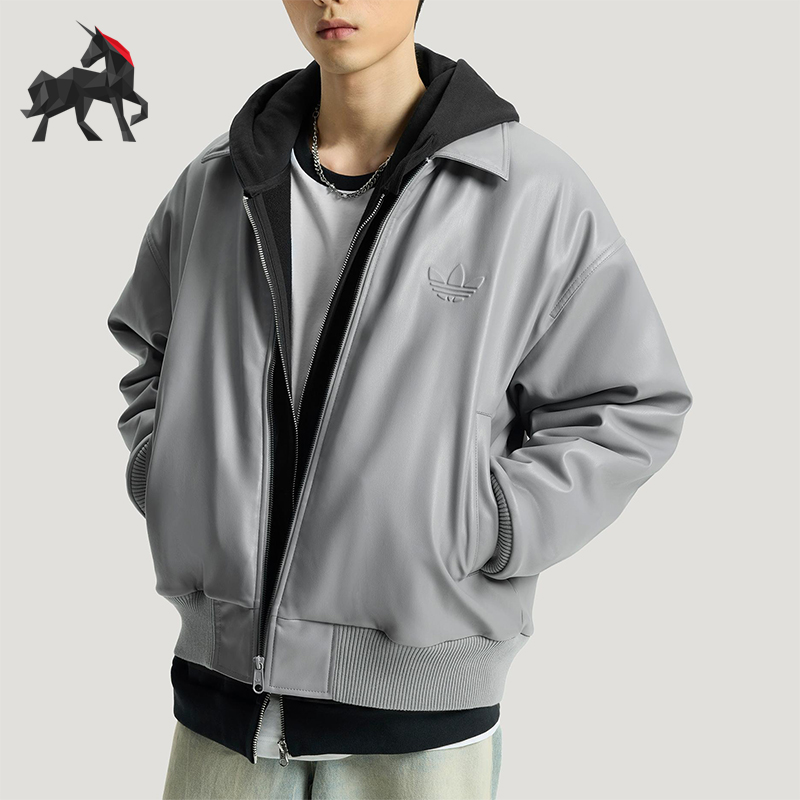 Adidas/阿迪达斯正品三叶草男士翻领休闲加绒运动夹克外套IA7526