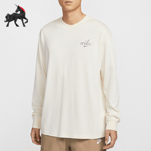 Nike/耐克正品Sportswear男士刺绣圆领长袖T恤HQ8166-901