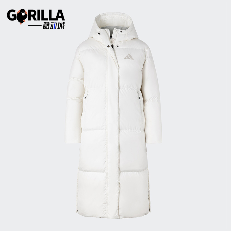 Adidas/阿迪达斯正品新款女士简约超轻保暖长款羽绒服JV6196