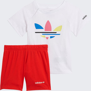 阿迪达斯正品 套装 夏季 婴童休闲运动短袖 H25228 新款 Adidas