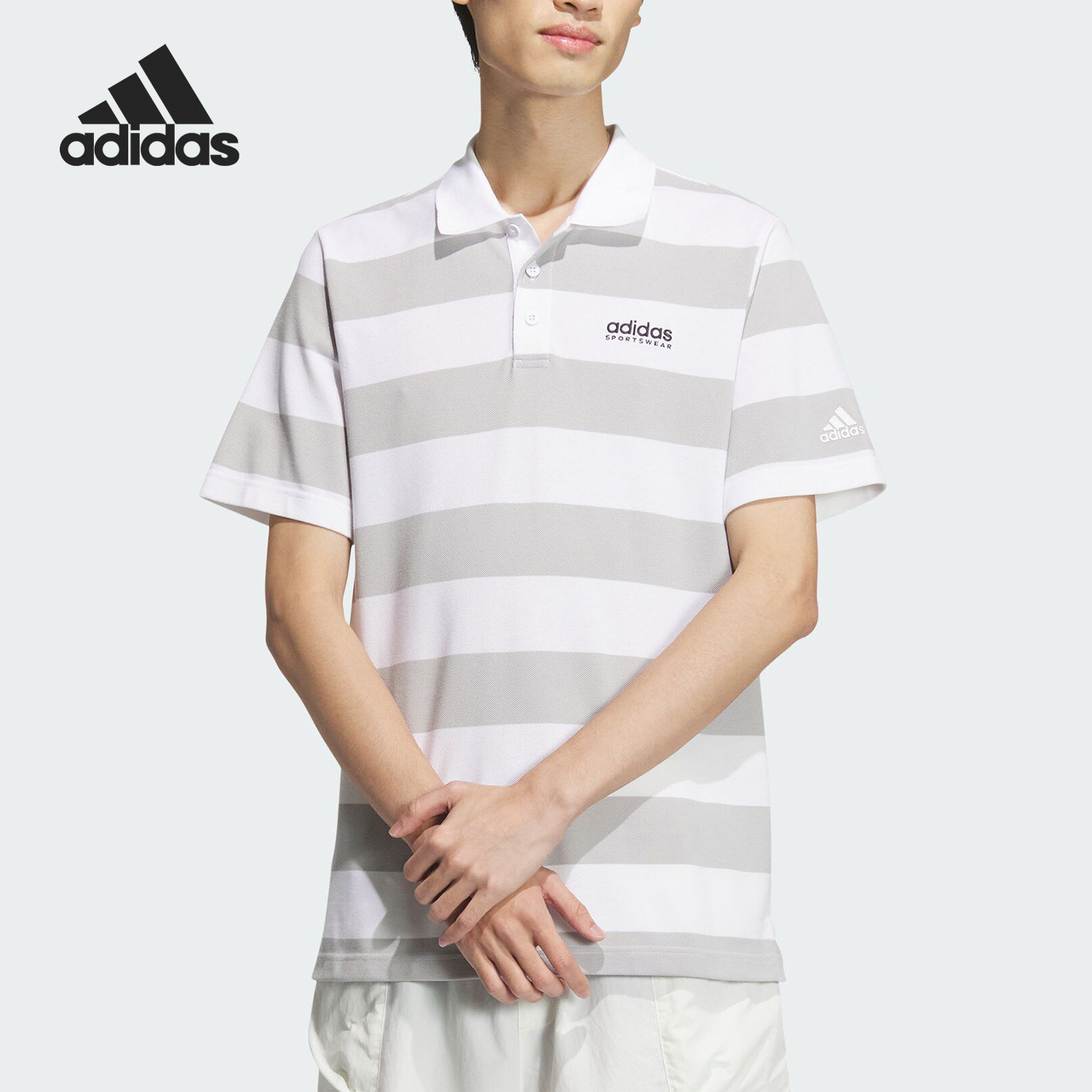 Adidas/阿迪达斯官方正品V STRIPE 男士运动休闲短袖POLO衫JI9059,运动服/休闲服装,运动POLO衫,淘宝优惠券,粉丝福利购,淘宝优惠卷