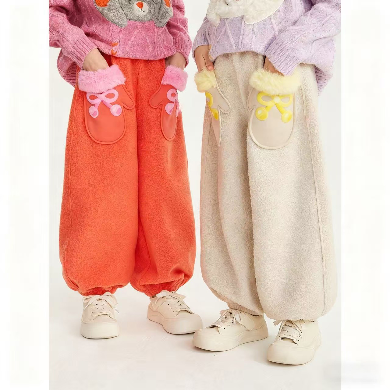 2025秋冬季新款羊羔绒长裤女童摇粒绒保暖裤子儿童加绒休闲裤