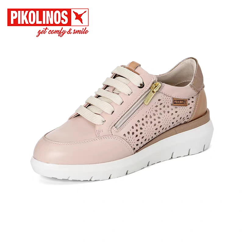 Pikolinos派高雁25春季牛皮系带平底深口拼色运动鞋PS252704