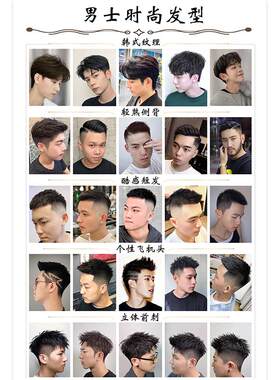 理发店海报墙贴宣传墙面装饰画壁画墙女士时尚造型短发自粘图片