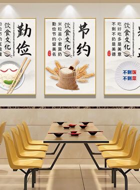 餐饮食堂文化餐厅饭店装饰贴画墙面海报节约粮食光盘行动标语挂画