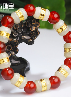 和田玉手链串珠黄金女玉珠子情侣