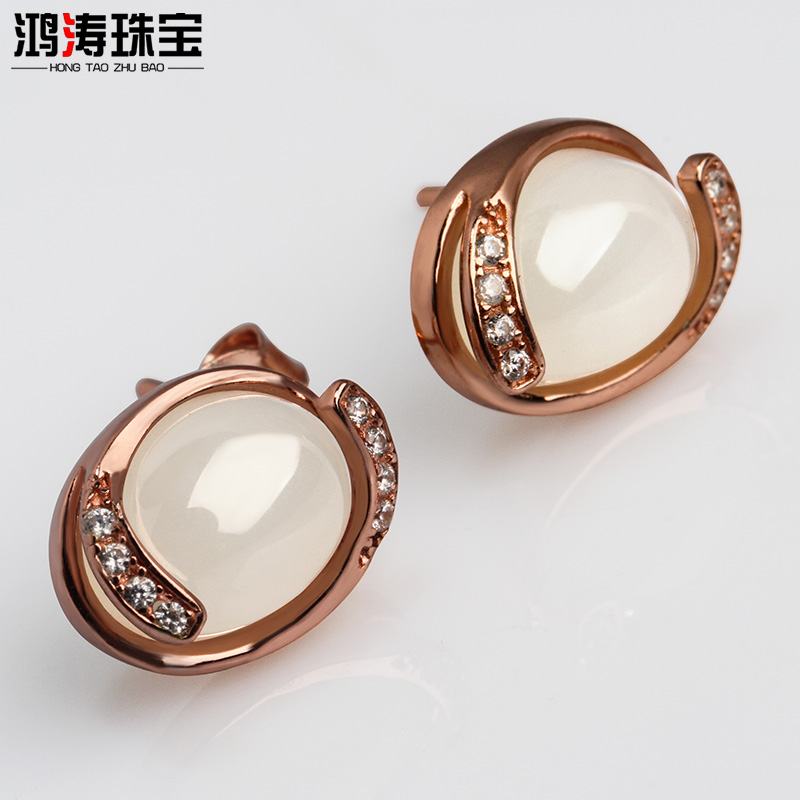 气质长款925纯银白玉复古耳饰