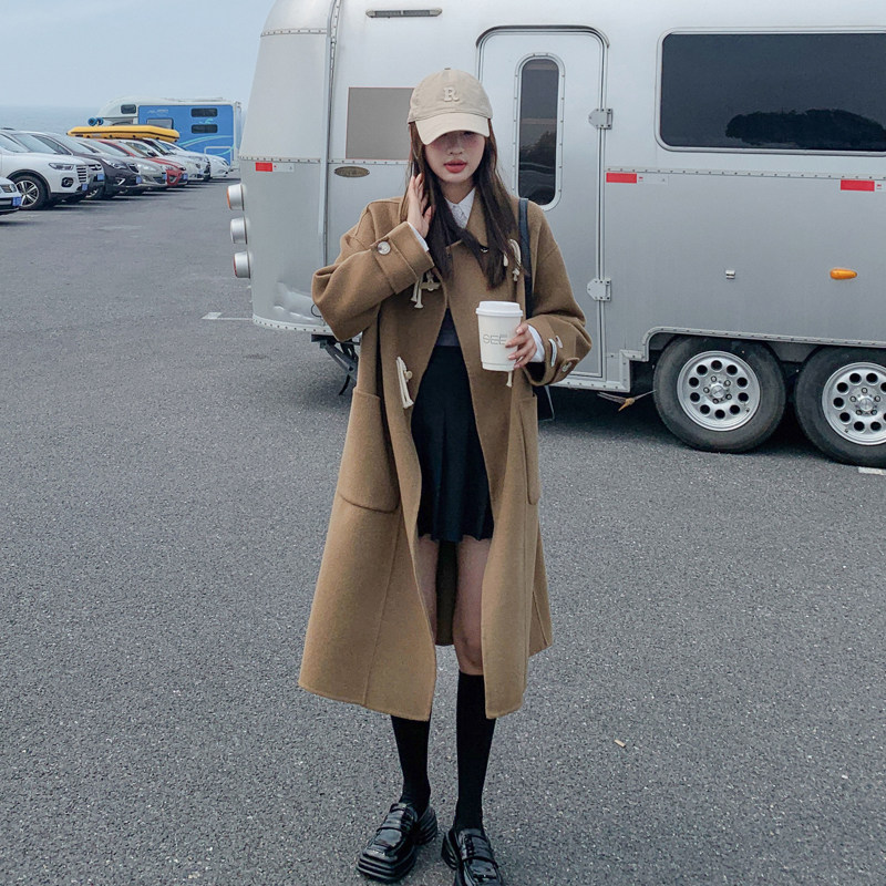 现货23年冬新款双面羊绒牛角扣呢子大衣267C85P280控398，女装毛呢外套，浙宝267