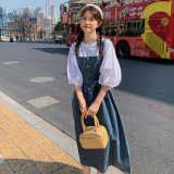 白色T+背带裤 白色T+背带裤