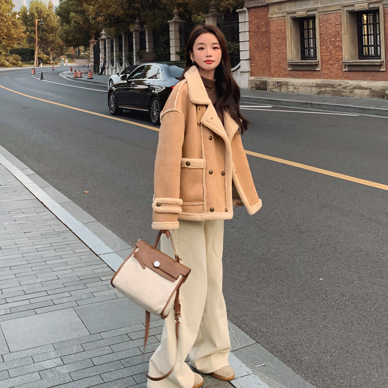 2023年冬季新款皮毛一体外套267-6301P170控258,女装短外套,浙宝267