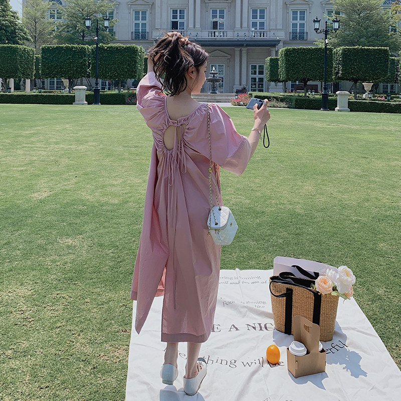 23年夏季后背抽绳连衣裙女2676095P120178,女装连衣裙,浙宝267