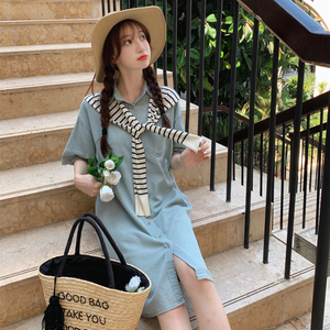 2024年夏季条纹披肩牛仔连衣裙女267-6115P115控168图片