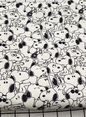 卡通布料细帆布印花手工diy面料包包幼儿园宿舍桌布史举努手比