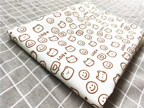 卡通布料细帆布印花手工diy面料沙发套布料包包宿舍桌布笑脸love