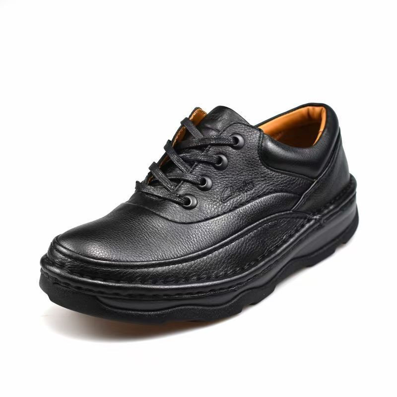 clarks其乐男鞋新款圆头系带厚底气垫减震牛皮休闲鞋耐磨商务舒适