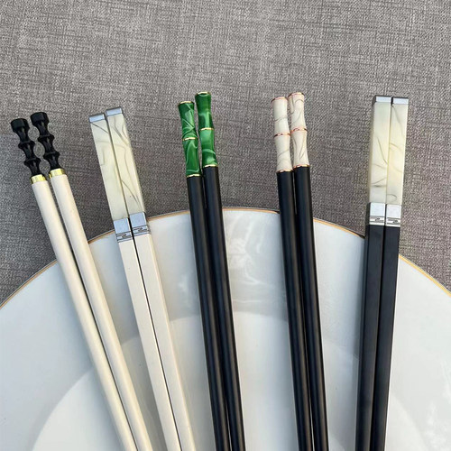 仿贝壳仿玉石合金筷子防滑耐高温可用精致筷子轻奢送礼