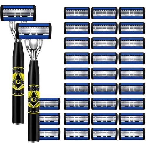 手动剃须刀刮胡刀片6层刮胡刀男女通用礼品金属刀架润滑剃须刀片