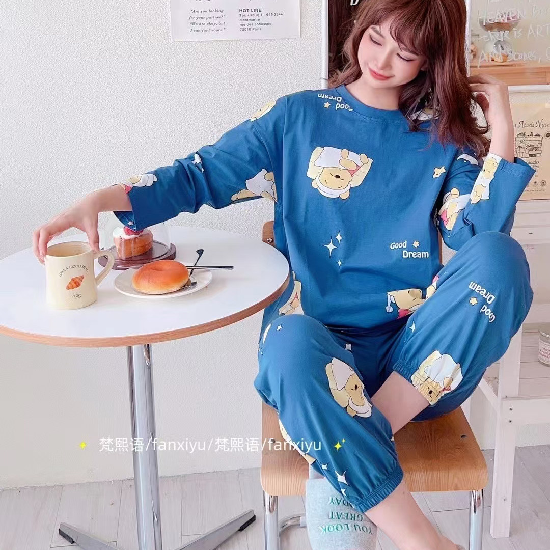 睡衣女梵熙语长袖卡通可爱外出2025年新款秋天宽松家居服大码套装