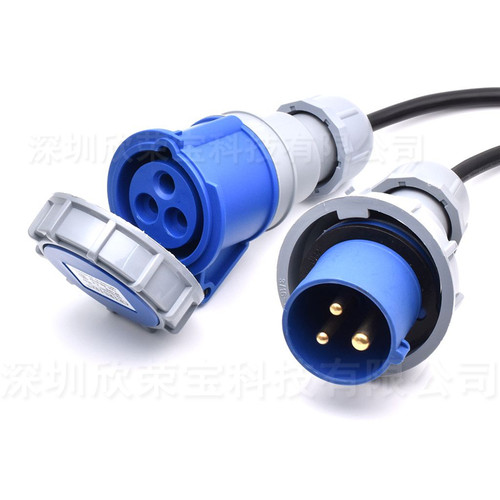 电源线防水防尘IEC309 16A 公母延长线 2米309M67-309F67-200/250