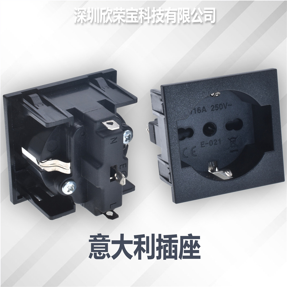 AC座意大利标接线端子可焊接卡式卡位工业电源插座接线插座 E-021