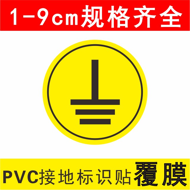 接地标识贴纸电力地线标签贴电源线电工电气三相配电箱柜相位火线