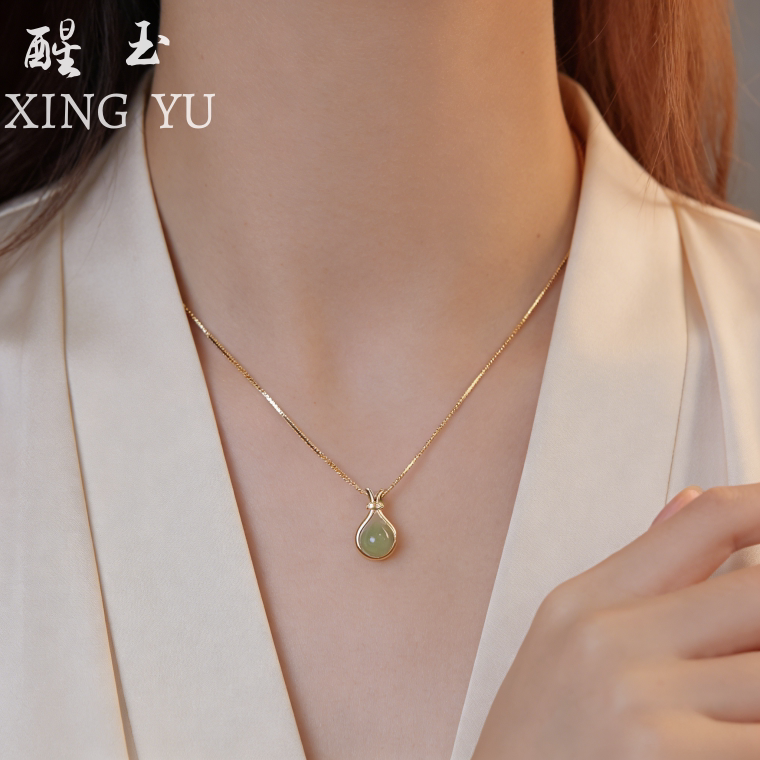 S925银葫芦和田玉吊坠项链女款2026新款520七夕情人节礼物送女友