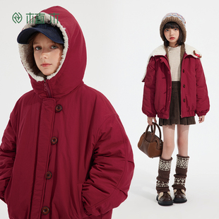冬装 中大童 儿童连帽外套夹棉男童加厚外套女童2025新款 植木童装