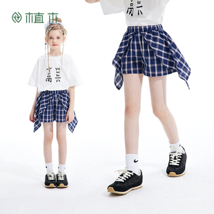 植木童装女童裤子2025夏季新款中大童时尚短裤假两件裙裤儿童裤子