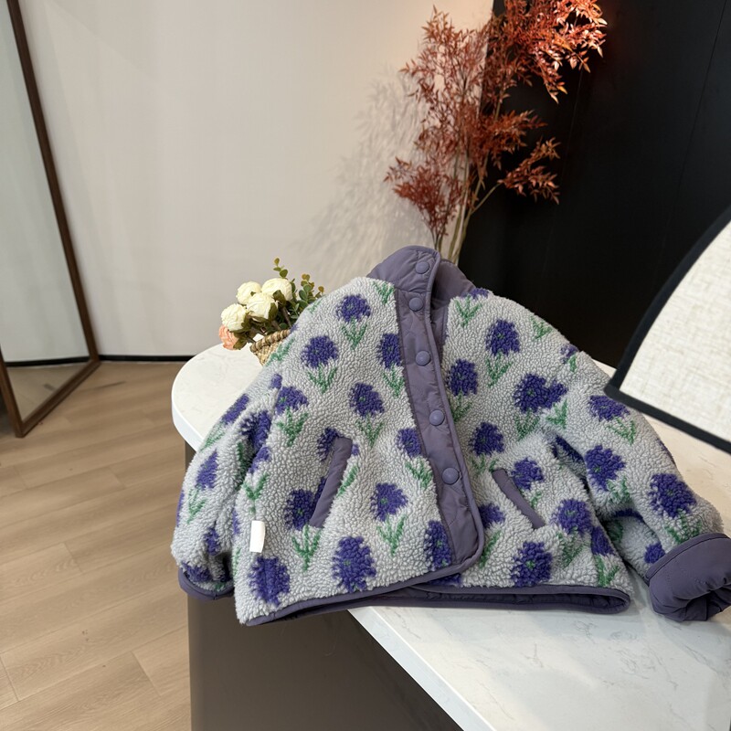 leomama【风信紫】 女童加厚冬装棉服2025新款儿童双面穿棉袄外套