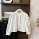 春秋中大童白色纯棉衬衣 2026新款 leomama女童捏褶宽松长袖 衬衫