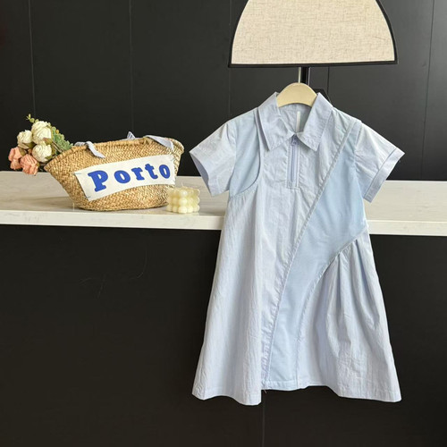 leomama女童夏装休闲连衣裙2025新款儿童polo裙女孩夏季薄款裙子