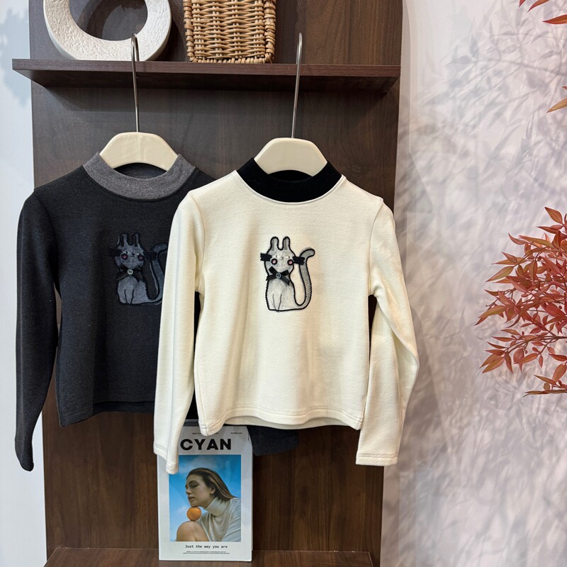 leomama女童2025冬新款女童可爱小猫修身时尚百搭长袖T恤上衣,童装/婴儿装/亲子装,T恤,淘宝优惠券,粉丝福利购,淘宝优惠卷