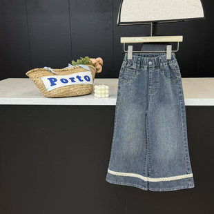 秋装 大童裤 2025新款 洋气韩版 子 儿童直筒休闲裤 leomama女童牛仔裤