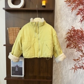 leomama女童纯色双拉链棉衣新款 洋气夹棉加绒外套中大童棉服 冬装