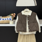 leomama女童棉马甲秋冬款 儿童洋气夹棉女大童坎肩外套 2025新款