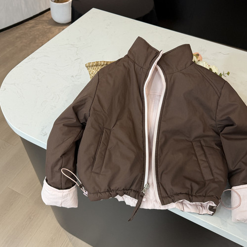 leomama女童双色双面穿棉服2025新品儿童洋气百搭保暖棉衣外套