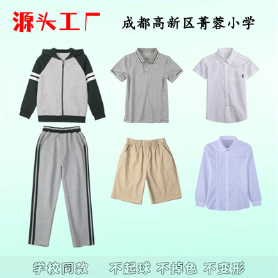 成都高新区菁蓉小学校服英伦风小学生春秋棒球服夏季短袖POLO衫