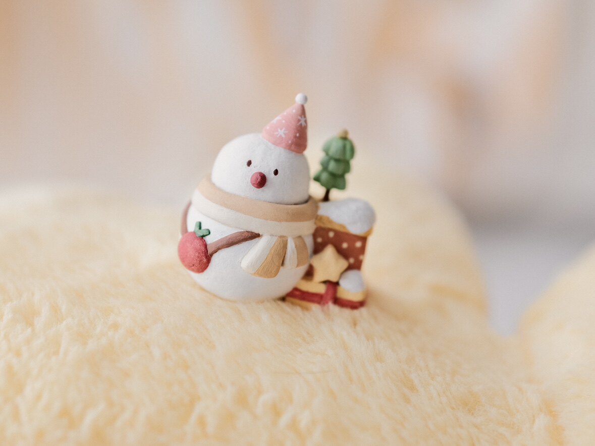 礼物雪人 原创粘土手工摆件家居装饰品