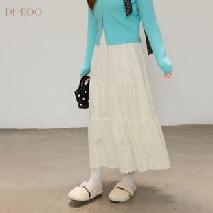 亲肤磨毛蕾丝荷叶边伞摆半身长裙 微胖mm冬季 DM100大码 百分百女装