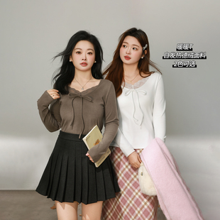 德绒T恤打底衫 DM100大码 蕾丝拼接收腰修身 微胖mm冬季 百分百女装