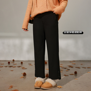 纯色百搭弹力保暖加绒九分休闲裤 微胖mm冬季 百分百女装 DM100大码
