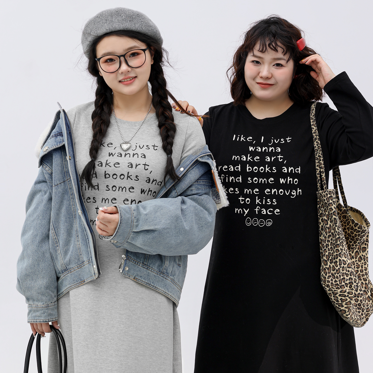 DM100大码百分百微胖mm女装新款秋冬打底长袖撞色印花T恤连衣裙子