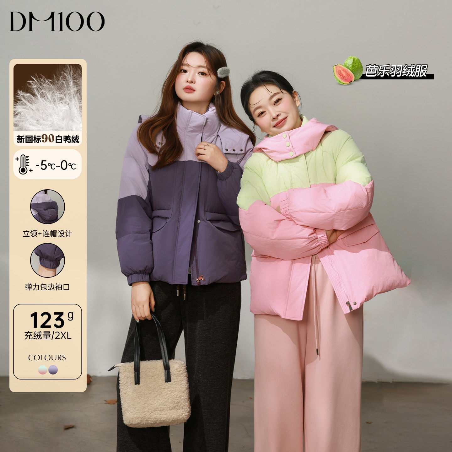 【年终清仓】DM100大码女装胖mm冬季立领连帽短款加厚羽绒服外套