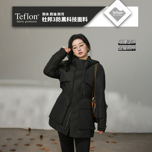 加厚收腰短款 微胖mm冬季 三防派克羽绒服外套 百分百女装 DM100大码