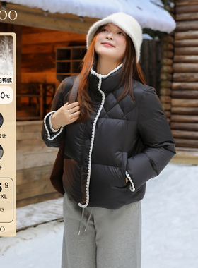 【年终清仓】DM100大码女装微胖mm冬季立领短款加厚羽绒服外套