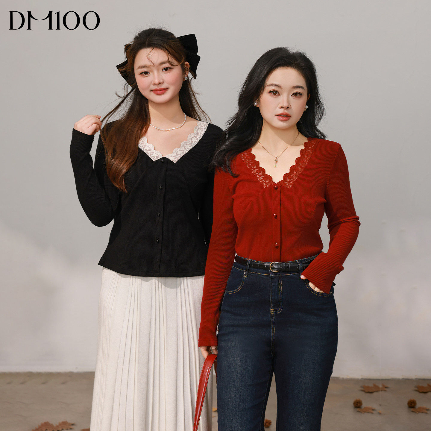 DM100大码百分百女装微胖mm冬优雅花边V领修身显瘦针织T恤打底衫,女装/女士精品,大码内搭,淘宝优惠券,粉丝福利购,淘宝优惠卷